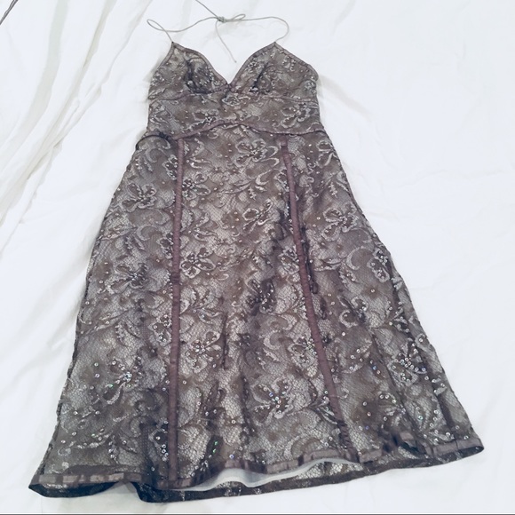 Express Dresses & Skirts - Express sparkly halter dress w/ Lace detail